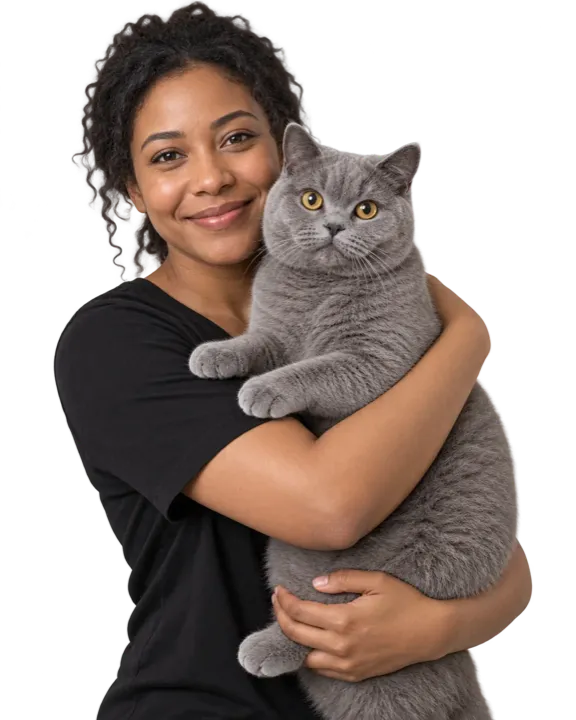 Pet parent with cat