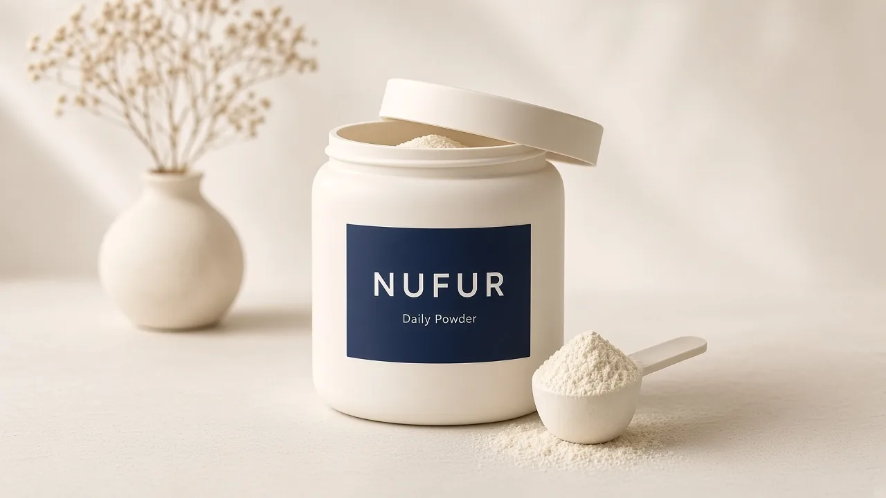 Nufur powder jar with disclosed actives
